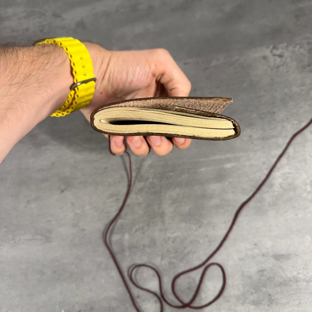 Handmade Leather Journal Unisex Brown Embossed Tie Wrap Refillable Diary Sketch